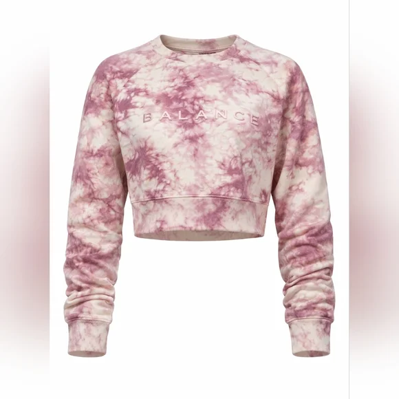 Balance Athletica Large Mauve Ivory Tie Dye Cropped Pullover Sweatshirt | Women - Picture 4 of 7